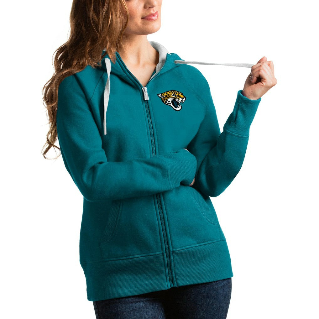 Jacksonville Jaguars Antigua Women's Full-Zip Victory Hoodie Teal