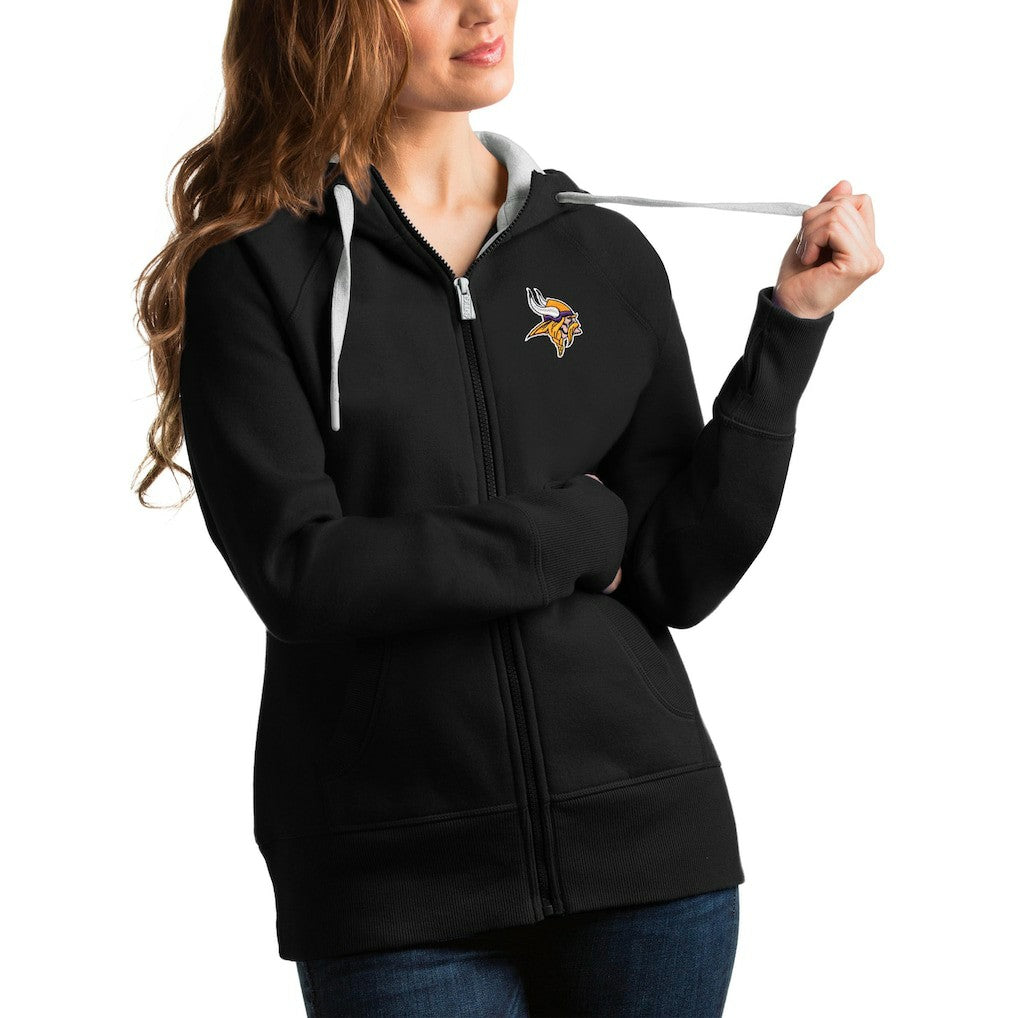 Minnesota Vikings Antigua Women's Victory Full-Zip Hoodie Black