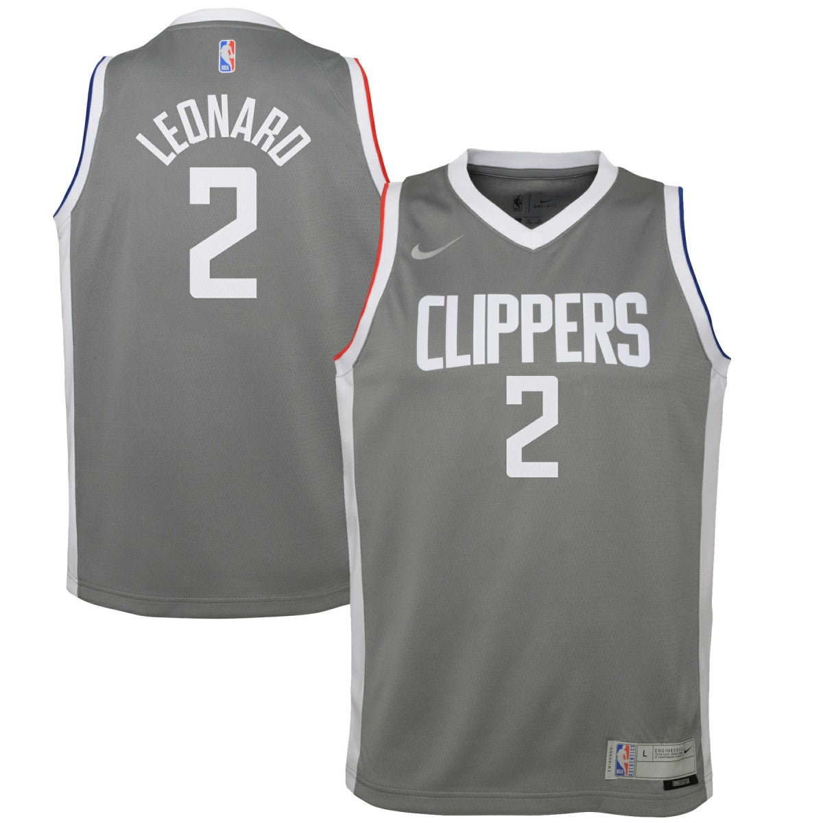 Kawhi Leonard LA Clippers Youth 2020/21 Swingman Player Jersey Gray Earned Edition