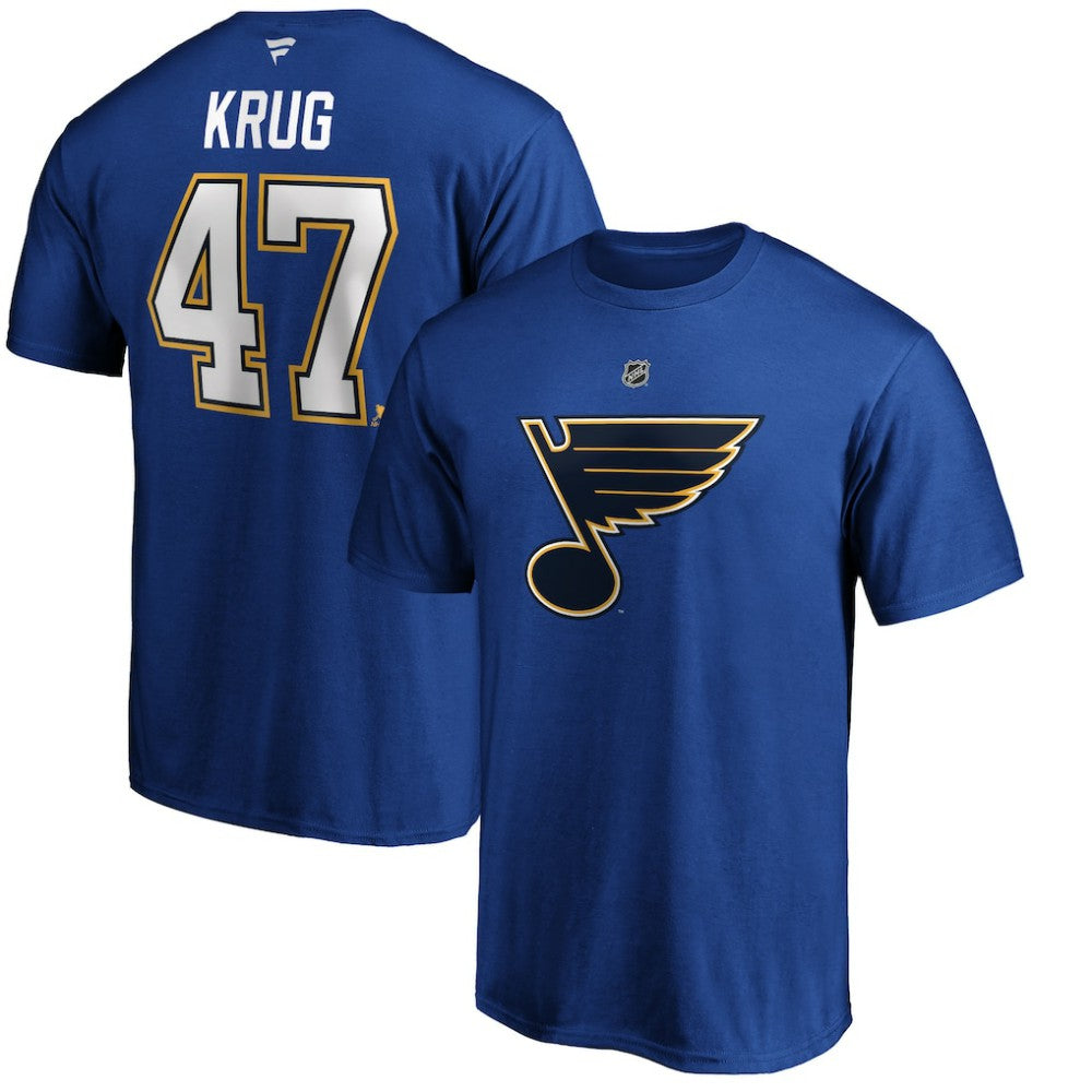 NHL Torey Krug St. Louis Blues Fanatics Authentic Stack Name & Number T-Shirt - Blue