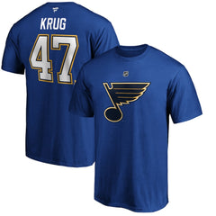 NHL Torey Krug St. Louis Blues Fanatics Authentic Stack Name & Number T-Shirt - Blue
