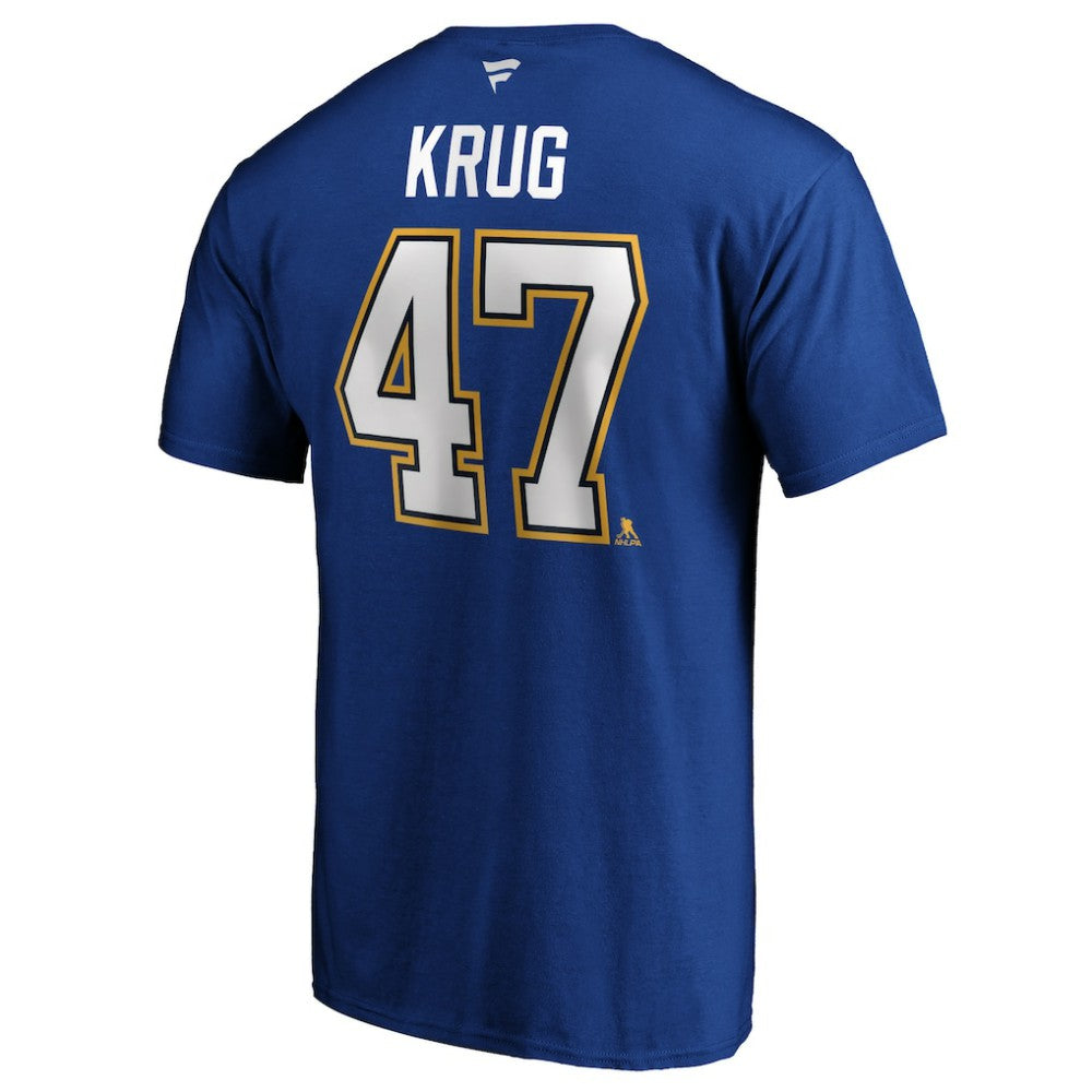 NHL Torey Krug St. Louis Blues Fanatics Authentic Stack Name & Number T-Shirt - Blue