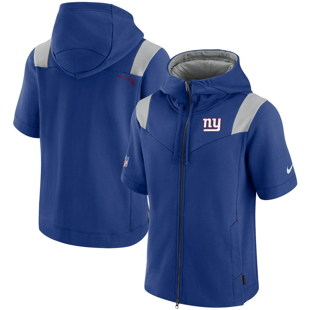 New York Giants Sideline Showout Short Sleeve Full-Zip Hoodie Royal