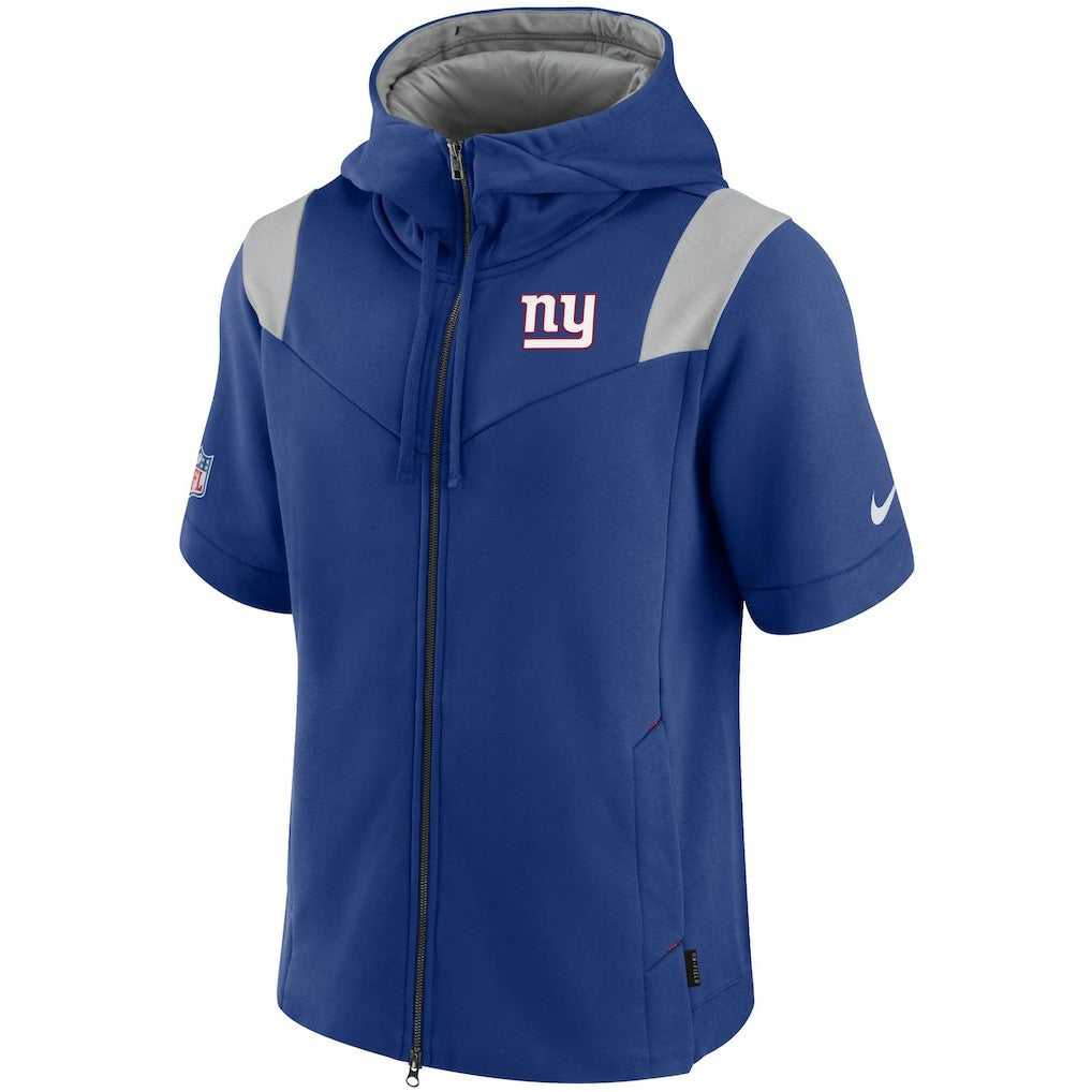 New York Giants Sideline Showout Short Sleeve Full-Zip Hoodie Royal