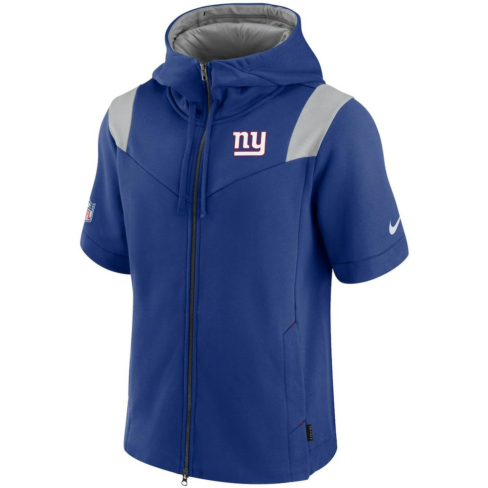 New York Giants Sideline Showout Short Sleeve Full-Zip Hoodie Royal