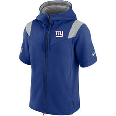 New York Giants Sideline Showout Short Sleeve Full-Zip Hoodie Royal