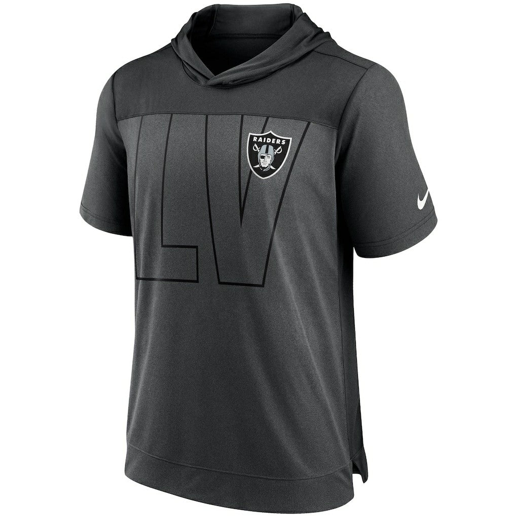 Las Vegas Raiders Performance Hoodie T-Shirt Heathered Charcoal/Black