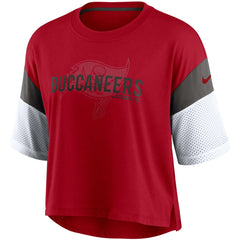Tampa Bay Buccaneers Women's Nickname Tri-Blend Performance Crop Top Red/White