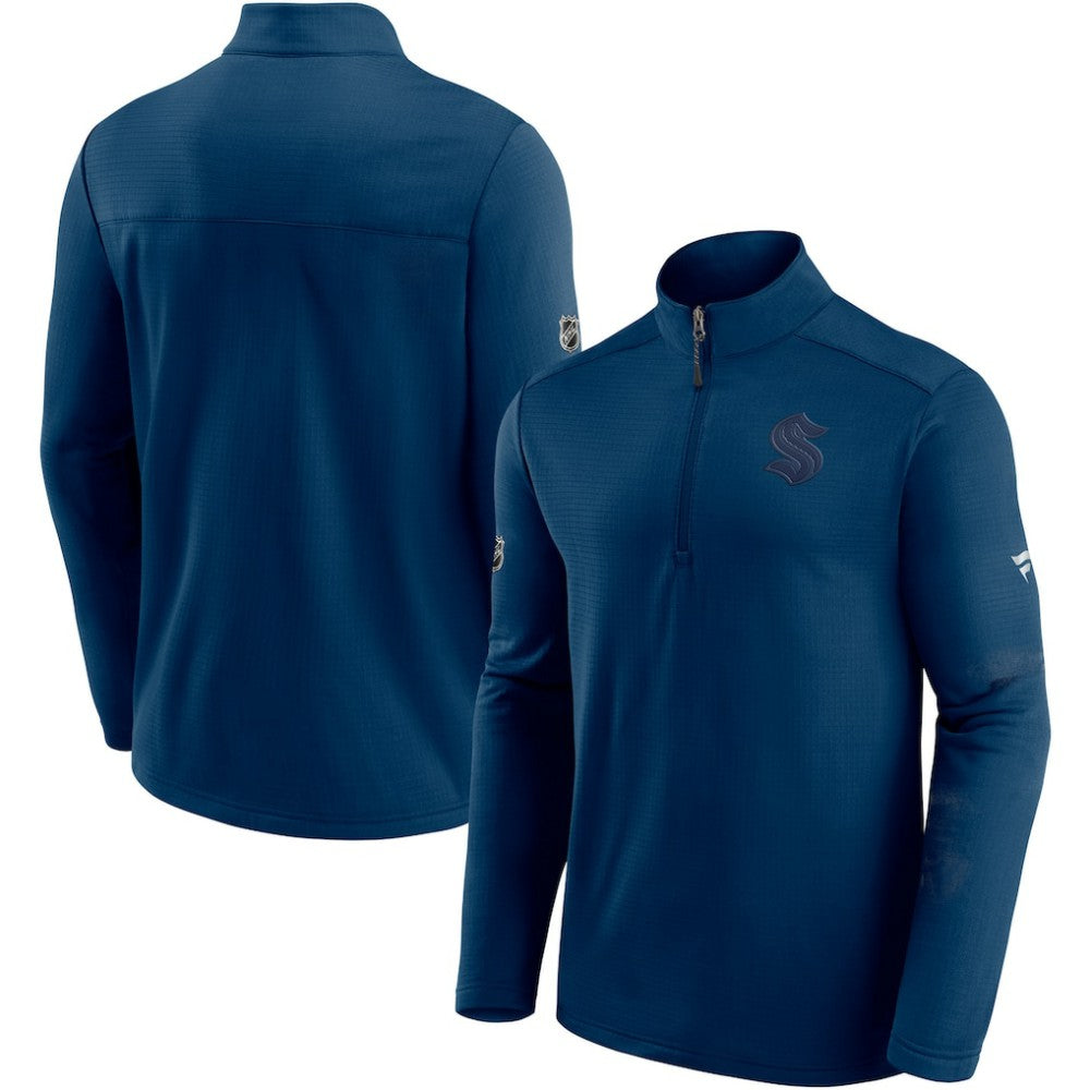 NHL Seattle Kraken Fanatics Authentic Pro Travel and Training Quarter-Zip Jacket - Deep Sea Blue