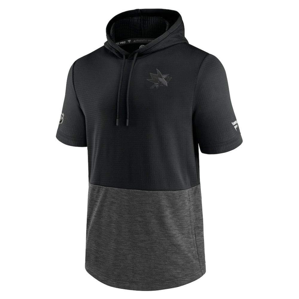 NHL San Jose Sharks Fanatics Authentic Pro Travel and Training Short Sleeve Pullover Hoodie - Black