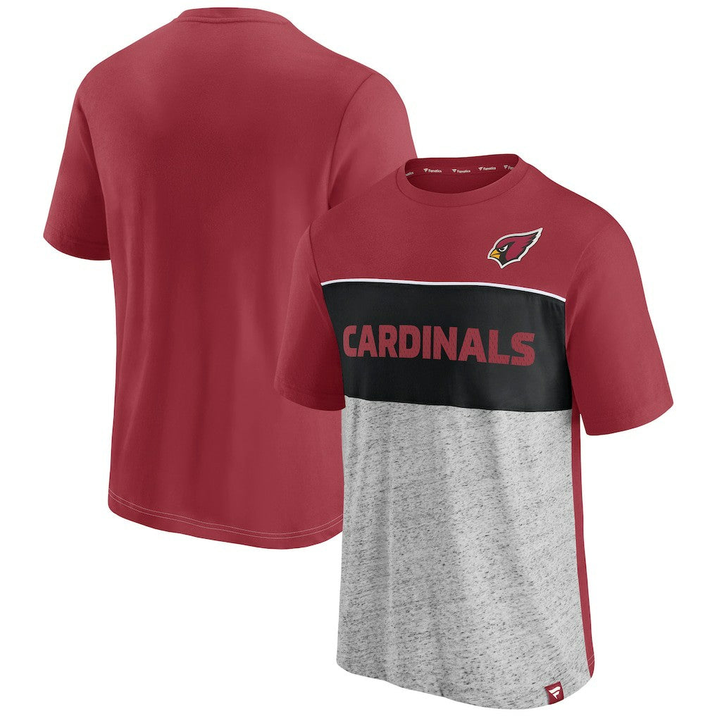 Arizona Cardinals Colorblock T-Shirt Cardinal/Heathered Gray