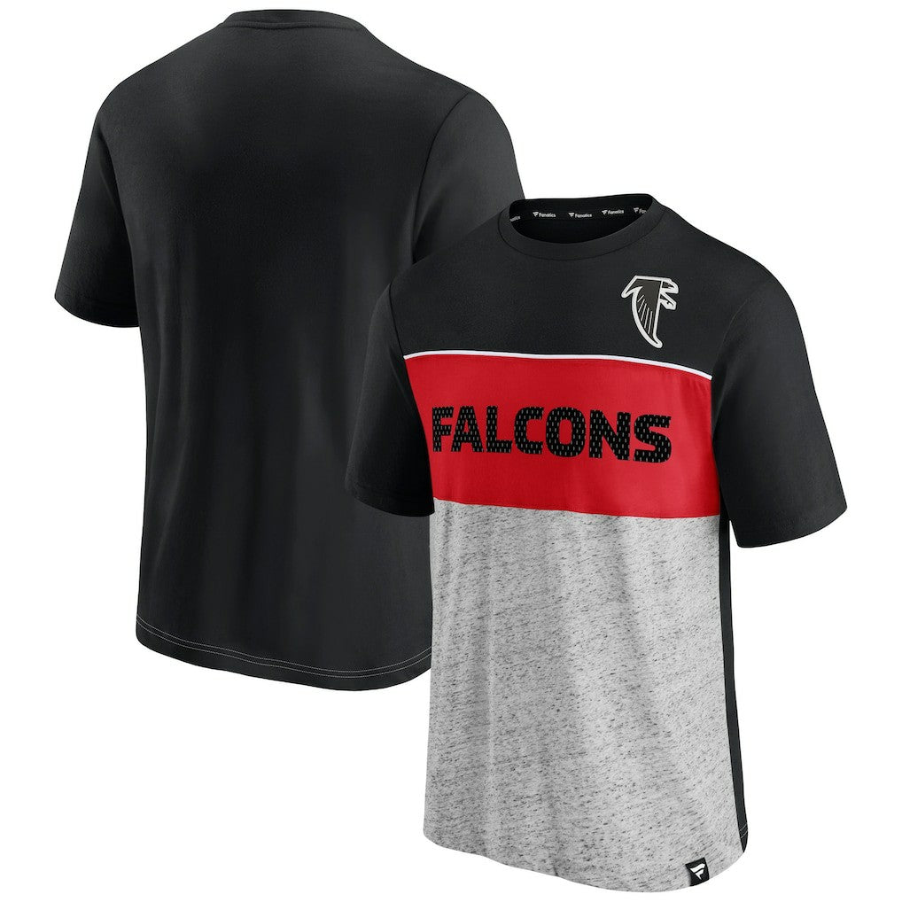 Atlanta Falcons Throwback Colorblock T-Shirt Black/Heathered Gray