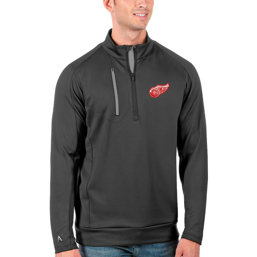 NHL Detroit Red Wings Antigua Generation Quarter-Zip Pullover Jacket - Charcoal/Silver