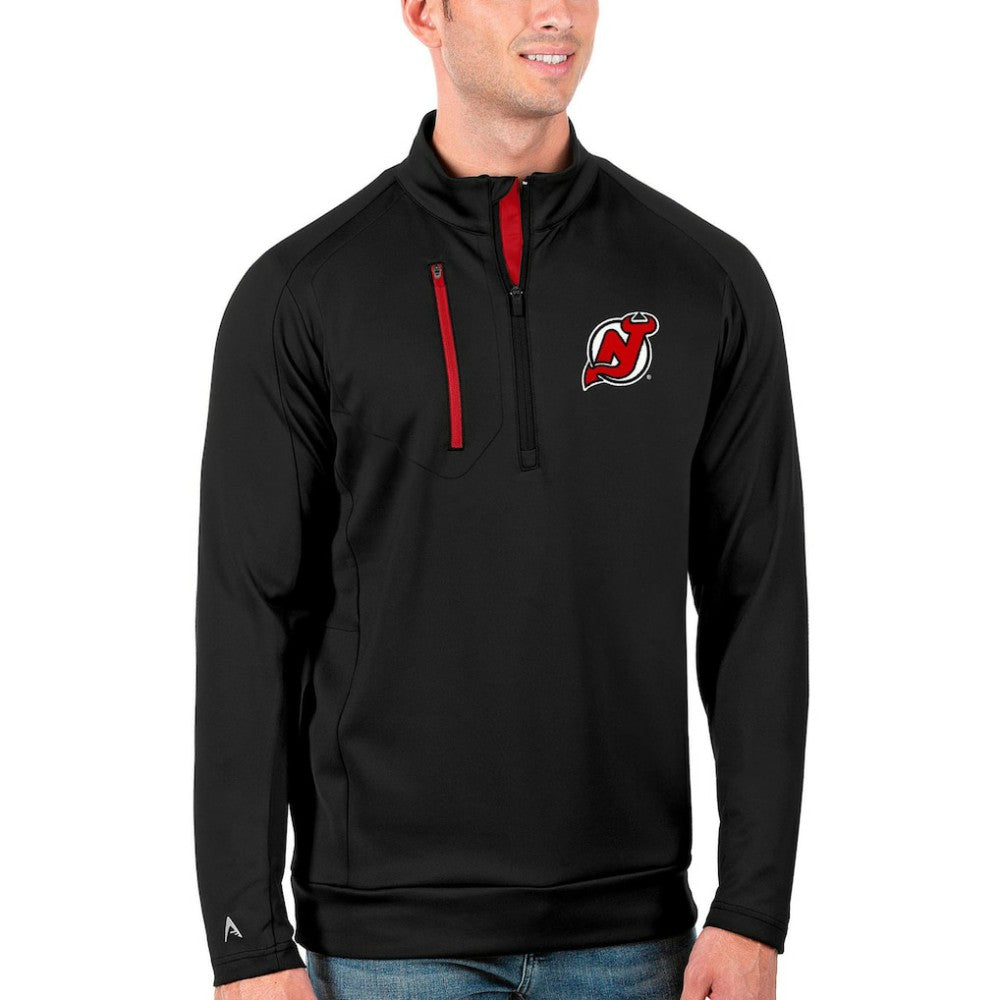 NHL New Jersey Devils Antigua Generation Quarter-Zip Pullover Jacket - Black/Red