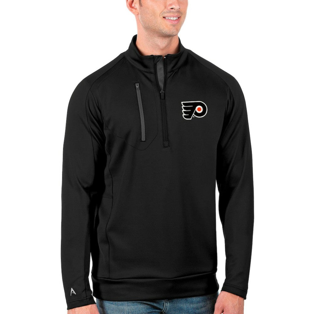 NHL Philadelphia Flyers Antigua Generation Quarter-Zip Pullover Jacket - Black/Charcoal