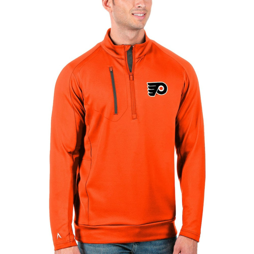 NHL Philadelphia Flyers Antigua Generation Quarter-Zip Pullover Jacket - Orange/Charcoal