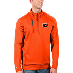 NHL Philadelphia Flyers Antigua Generation Quarter-Zip Pullover Jacket - Orange/Charcoal