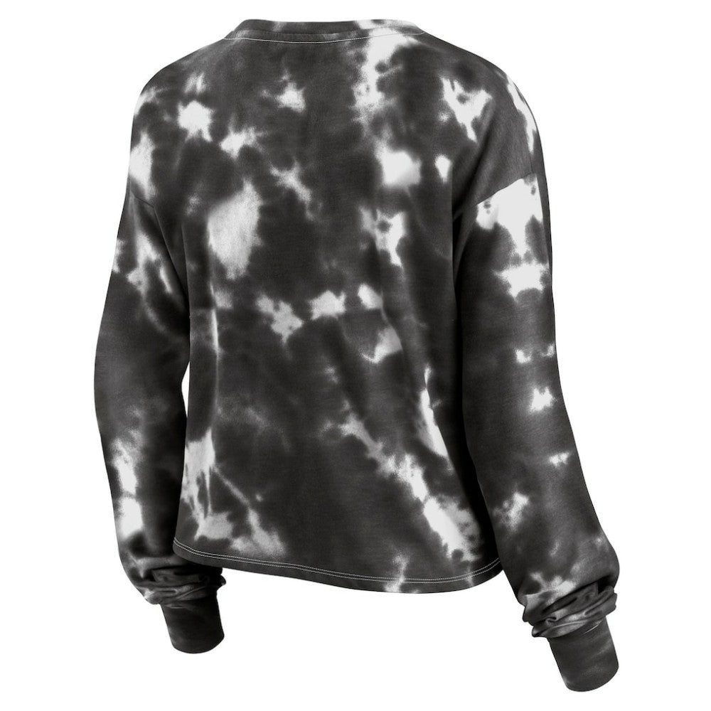 Chicago White Sox Fanatics Women's Tie-Dye V-Neck Pullover Cropped Tee - White/Black Pullover