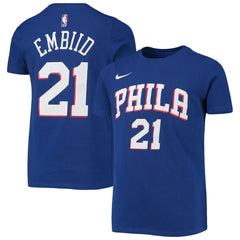 Joel Embiid Philadelphia 76ers Youth Logo Name & Number Performance T-Shirt Royal