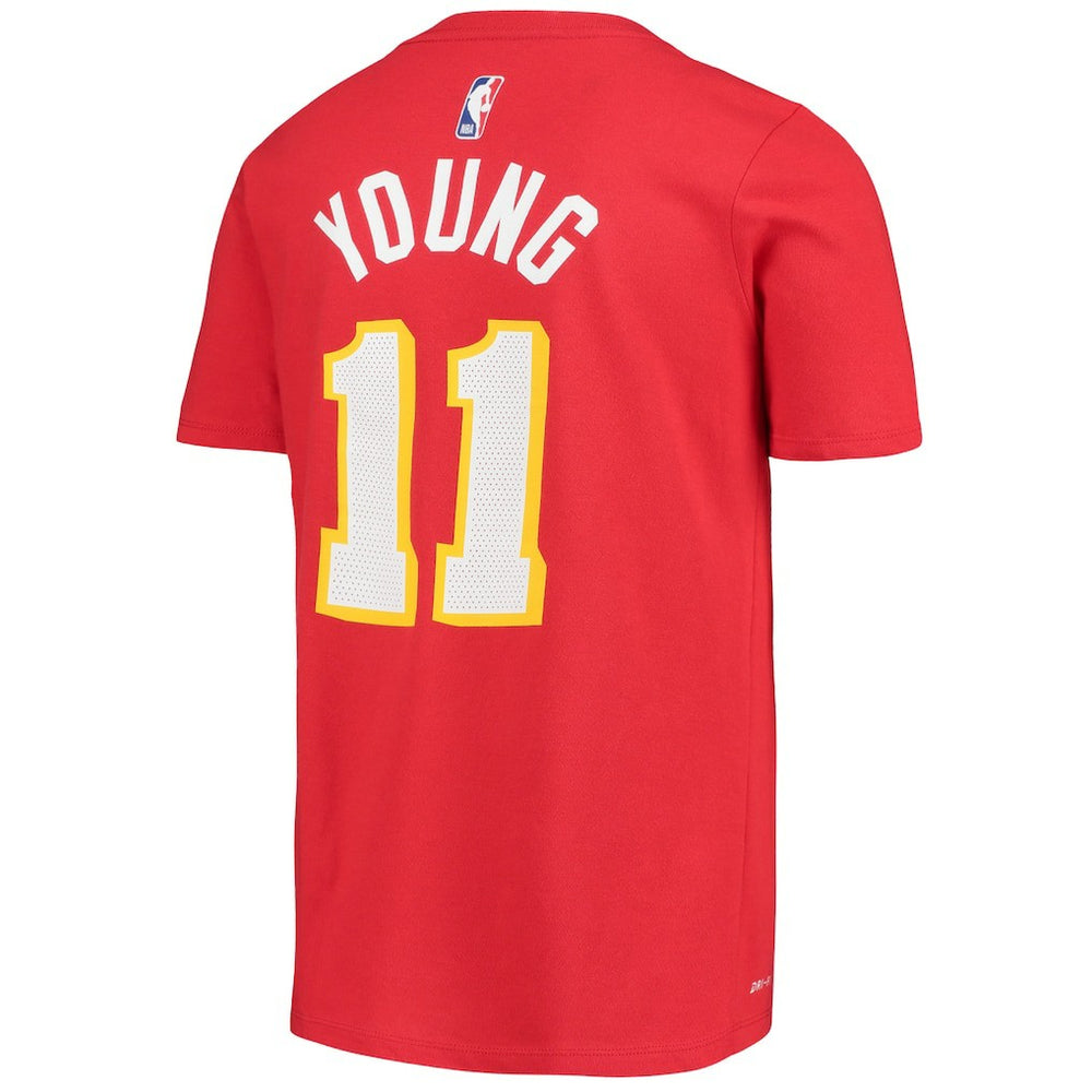 Trae Young Atlanta Hawks Youth Logo Name & Number Performance T-Shirt Red