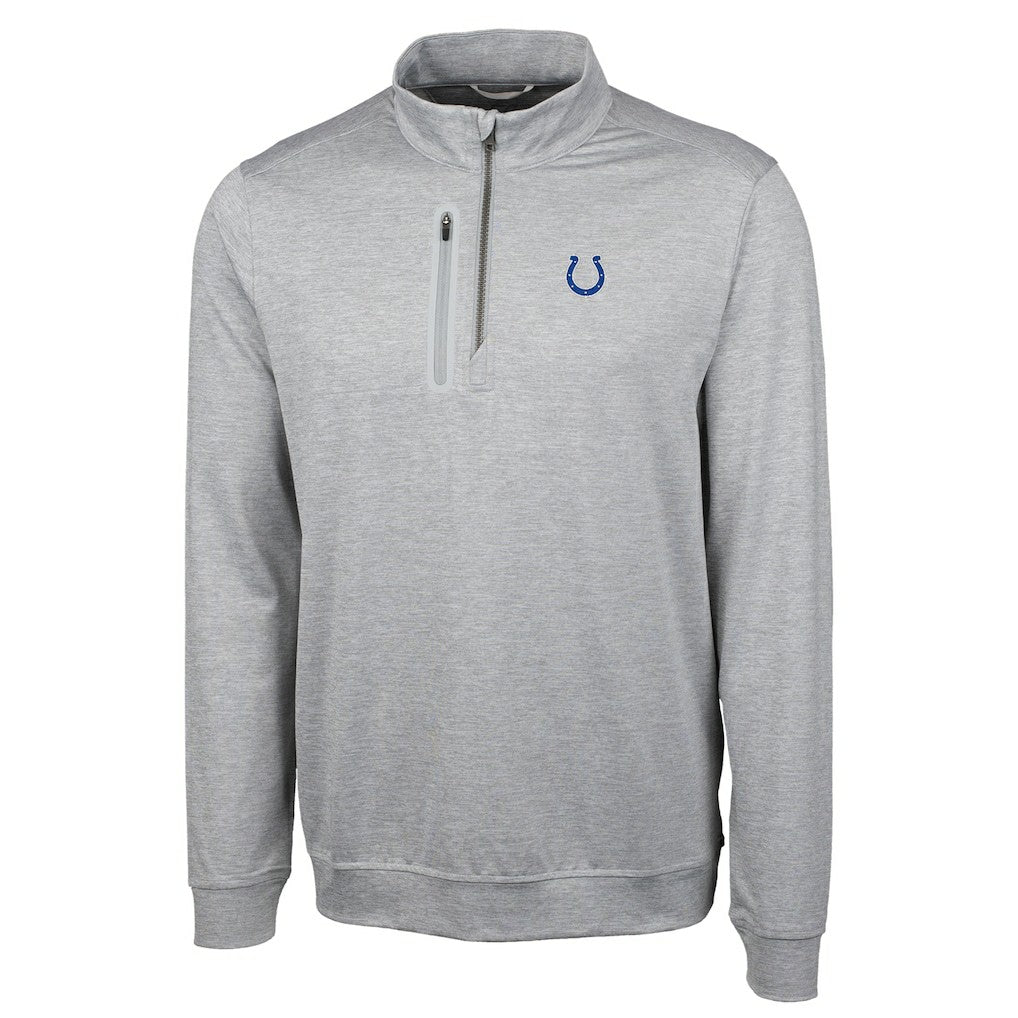 Indianapolis Colts Cutter & Buck Big & Tall Stealth Quarter-Zip Pullover Jacket Heather Gray