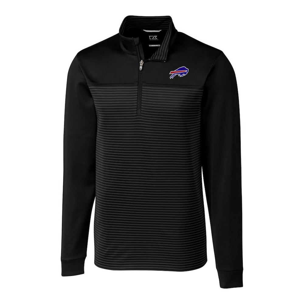 Buffalo Bills Cutter & Buck Big & Tall Traverse Stripe Quarter-Zip Pullover Jacket Black