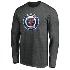 Detroit Tigers Cooperstown Collection Huntington Logo Long Sleeve T-Shirt - Charcoal T-shirts