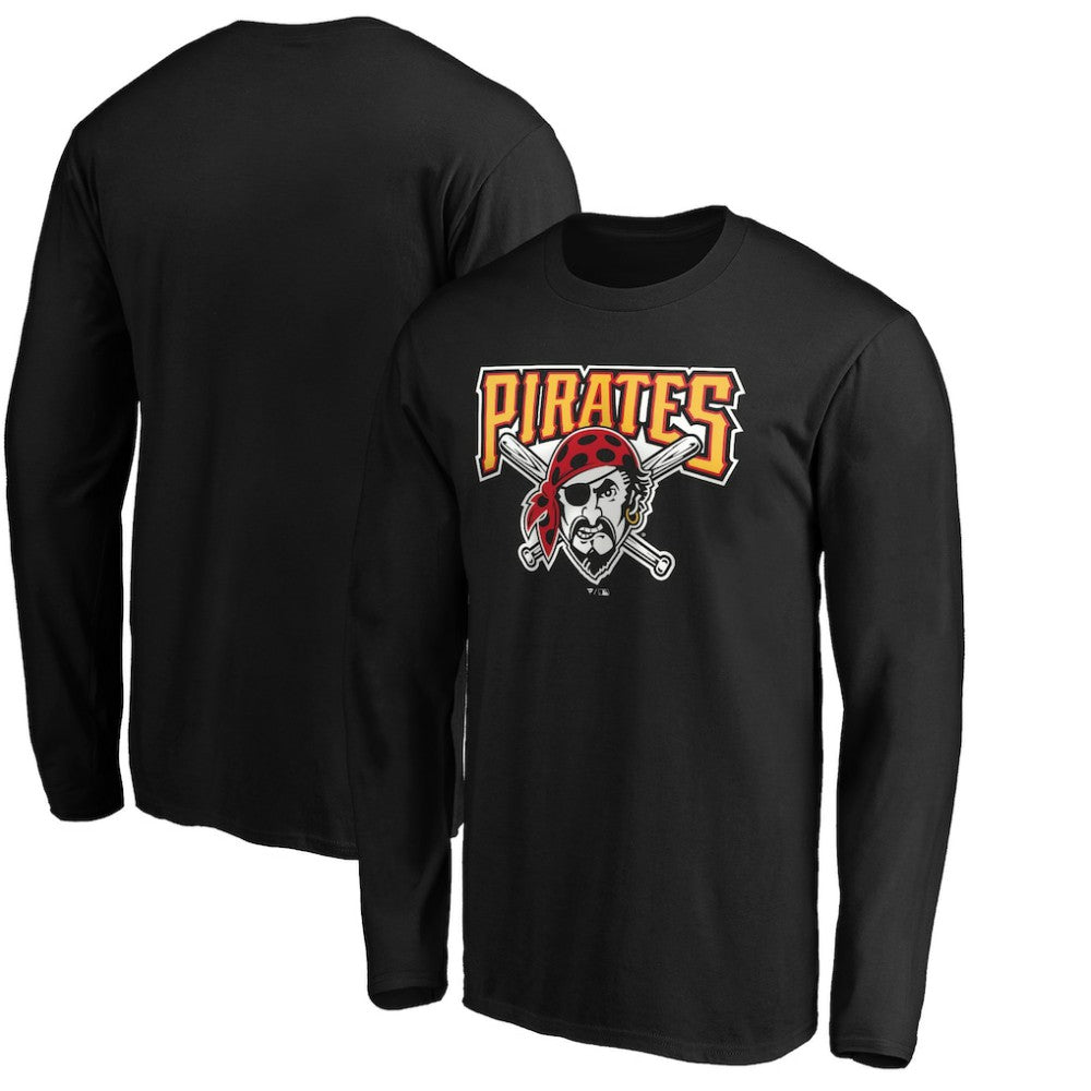 Pittsburgh Pirates Cooperstown Collection Huntington Logo Long Sleeve T-Shirt - Black T-shirts