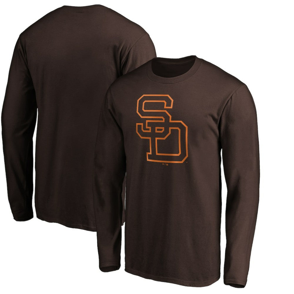 San Diego Padres Cooperstown Collection Huntington Logo Long Sleeve T-Shirt - Brown T-shirts