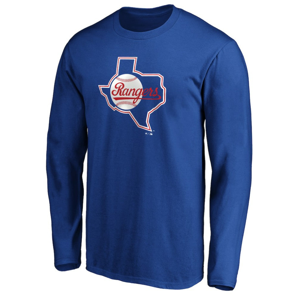 Texas Rangers Cooperstown Collection Huntington Logo Long Sleeve T-Shirt - Royal T-shirts