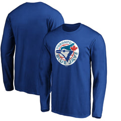 Toronto Blue Jays Cooperstown Collection Huntington Logo Long Sleeve T-Shirt - Royal T-shirts