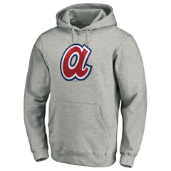 Atlanta Braves Cooperstown Collection Huntington Logo Fitted Pullover Hoodie - Heather Gray Hoodies