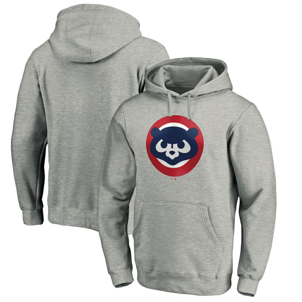 Chicago Cubs Cooperstown Collection Huntington Logo Fitted Pullover Hoodie - Heather Gray Hoodies