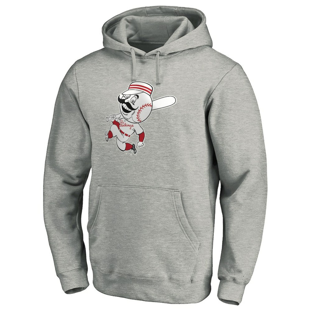 Cincinnati Reds Cooperstown Collection Huntington Logo Fitted Pullover Hoodie - Heather Gray Hoodies