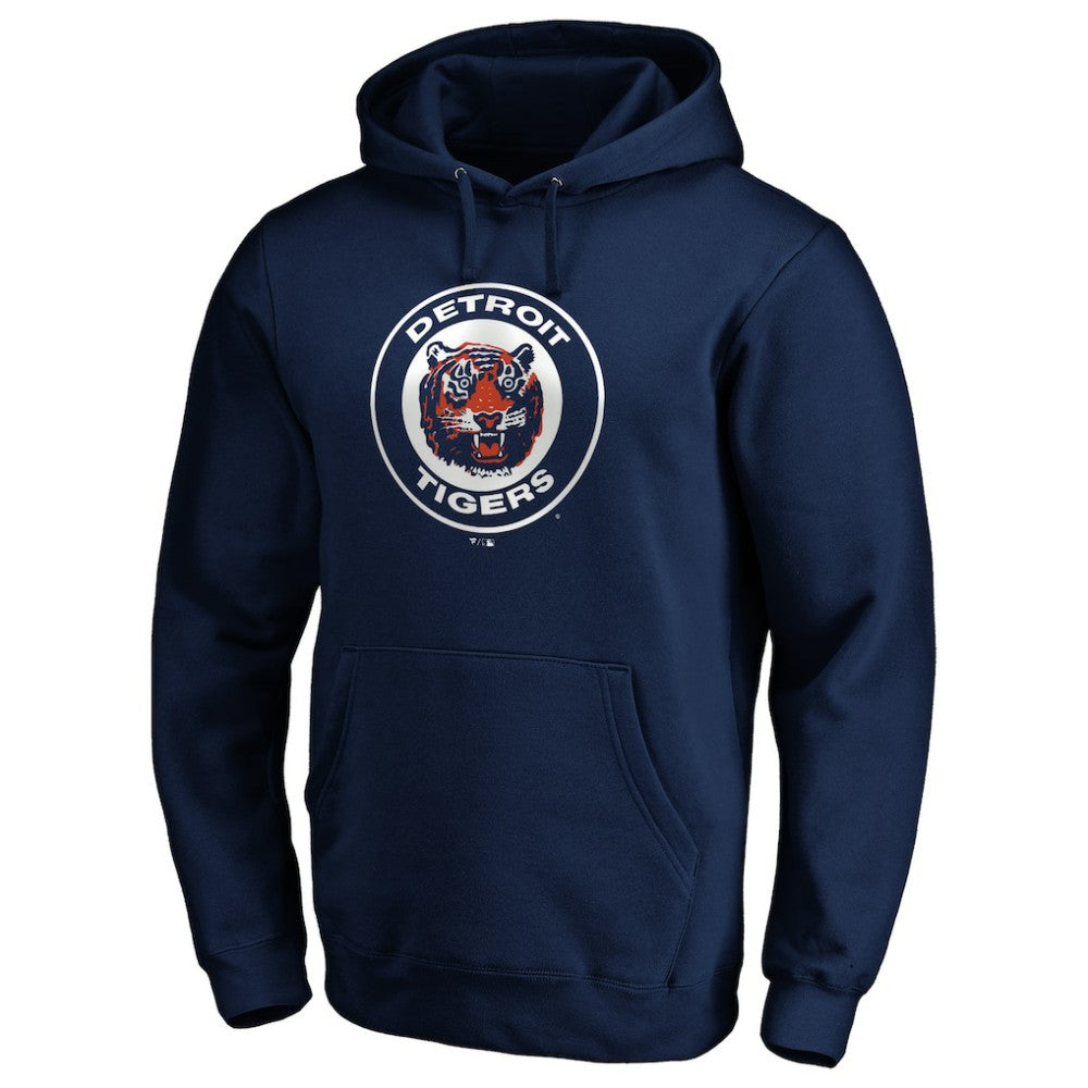 Detroit Tigers Cooperstown Collection Huntington Logo Fitted Pullover Hoodie - Navy Hoodies