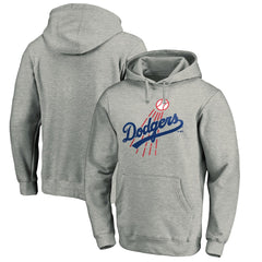Los Angeles Dodgers Cooperstown Collection Huntington Logo Fitted Pullover Hoodie - Heather Gray Hoodies