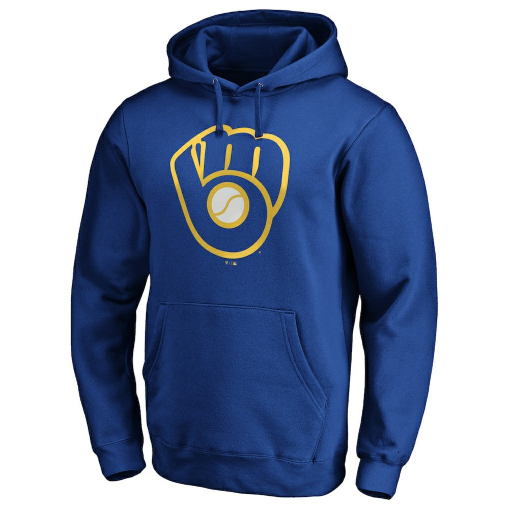Milwaukee Brewers Cooperstown Collection Huntington Logo Fitted Pullover Hoodie - Royal Hoodies