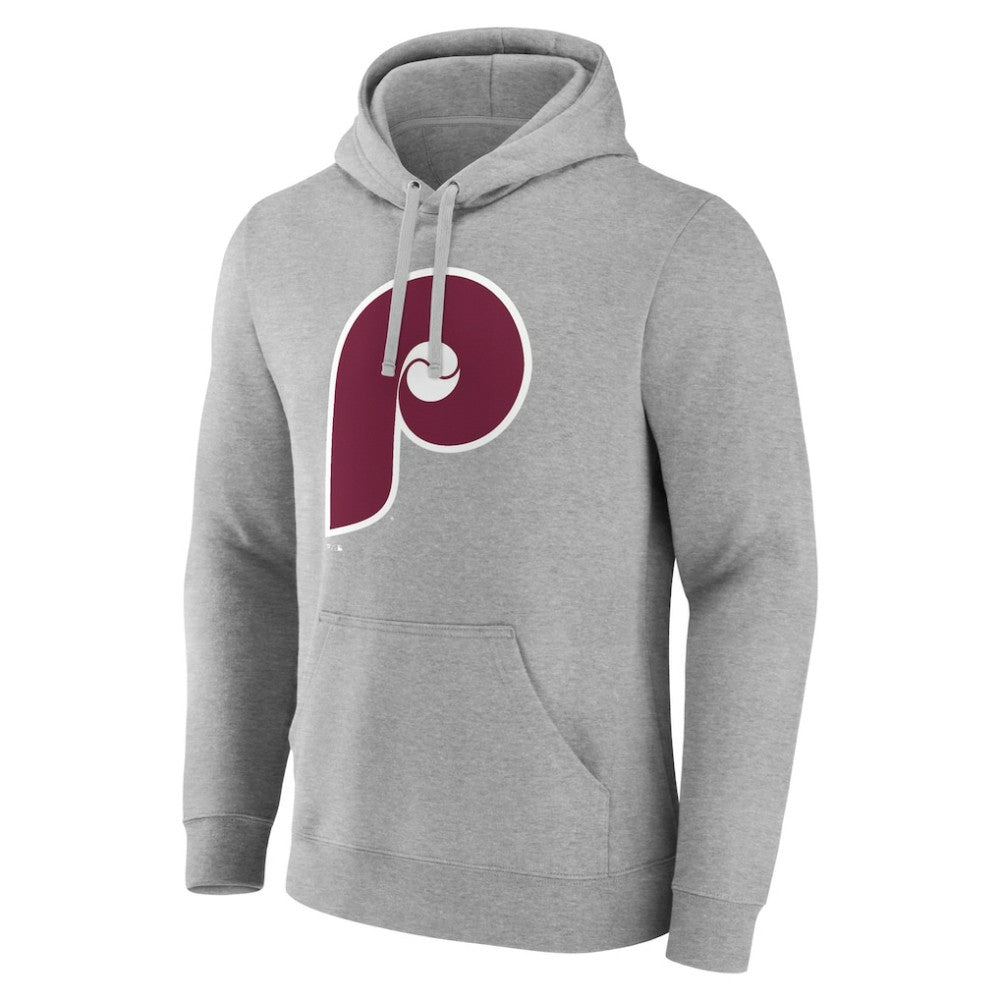 Philadelphia Phillies Cooperstown Collection Huntington Logo Fitted Pullover Hoodie - Heather Gray Hoodies