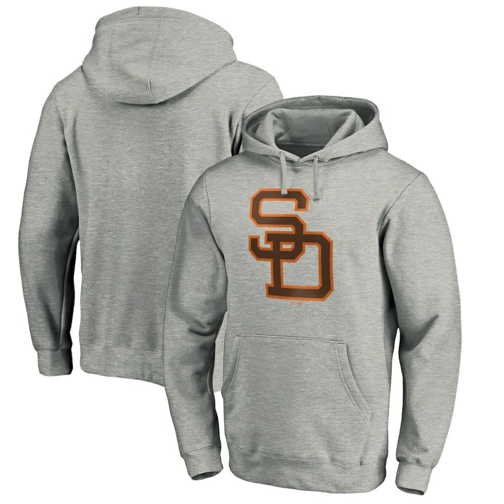 San Diego Padres Cooperstown Collection Huntington Logo Fitted Pullover Hoodie - Heather Gray Hoodies