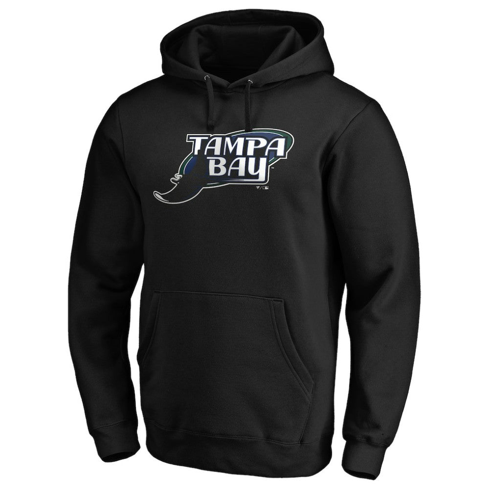 Tampa Bay Rays Cooperstown Collection Huntington Logo Fitted Pullover Hoodie - Black Hoodies