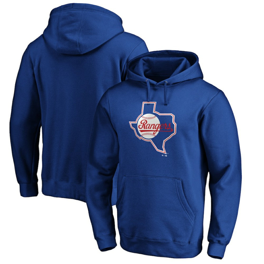 Texas Rangers Cooperstown Collection Huntington Logo Fitted Pullover Hoodie - Royal Hoodies