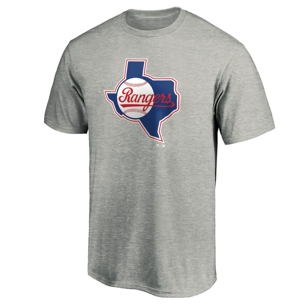 Texas Rangers Cooperstown Collection Huntington Logo T-Shirt - Heathered Gray T-shirts