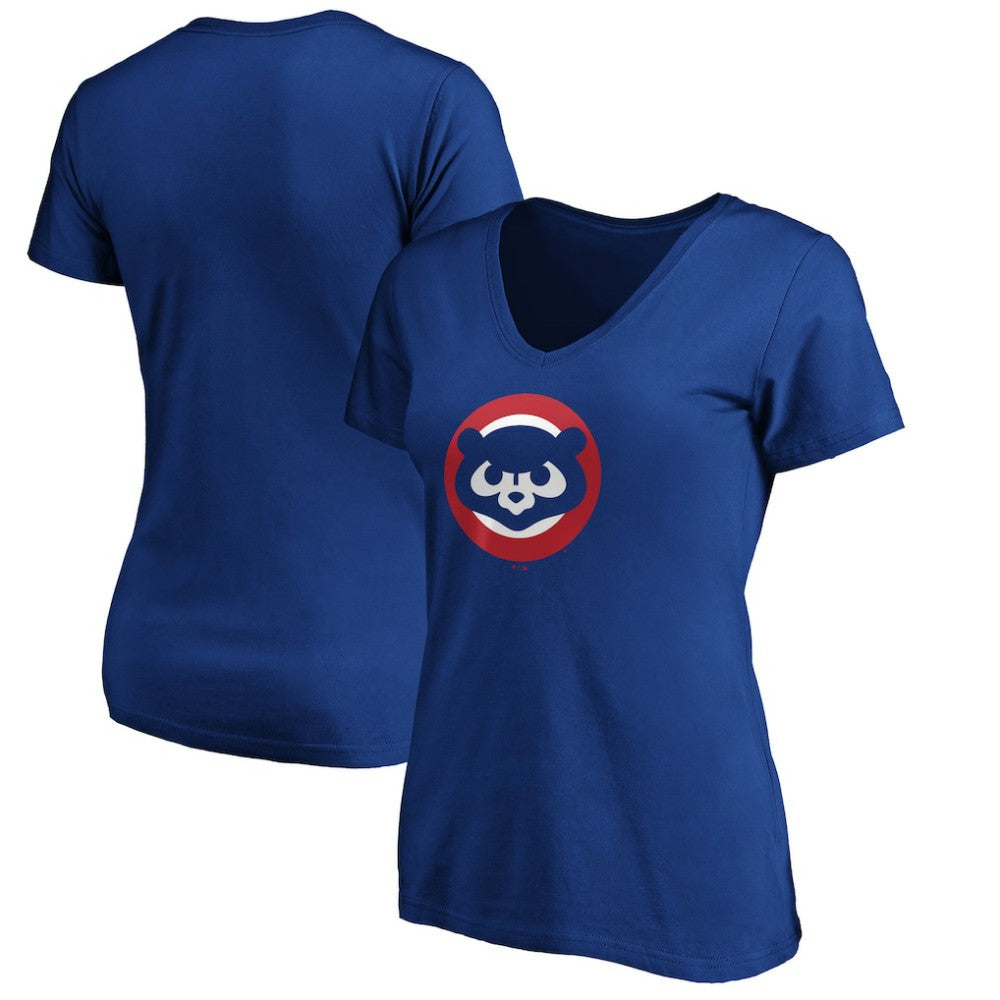 Chicago Cubs Women's Cooperstown Collection Huntington Logo V-Neck T-Shirt - Royal T-shirts