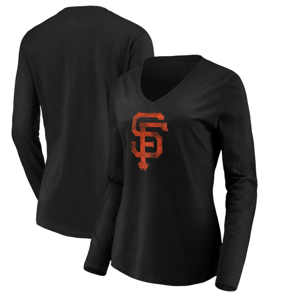San Francisco Giants Women's Core Distressed Team Long Sleeve T-Shirt - Black T-shirts