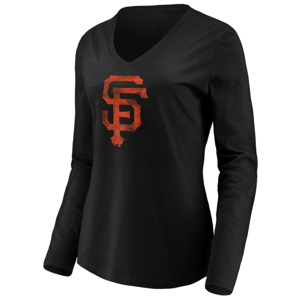 San Francisco Giants Women's Core Distressed Team Long Sleeve T-Shirt - Black T-shirts