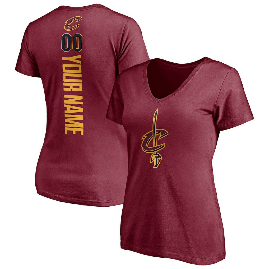 Cleveland Cavaliers Women's Playmaker Personalized Name & Number V-Neck T-Shirt Wine