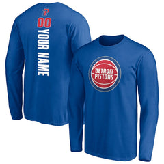 Detroit Pistons Playmaker Personalized Name & Number Long Sleeve T-Shirt Blue