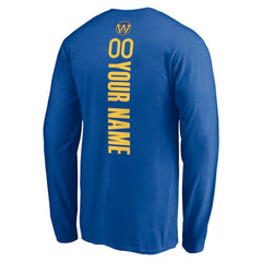 Golden State Warriors Playmaker Personalized Name & Number Long Sleeve T-Shirt Royal