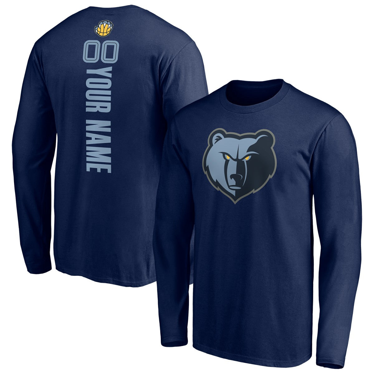 Memphis Grizzlies Playmaker Personalized Name & Number Long Sleeve T-Shirt Navy