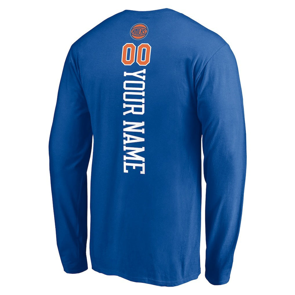 New York Knicks Playmaker Personalized Name & Number Long Sleeve T-Shirt Blue